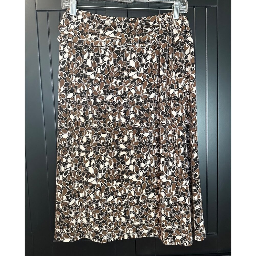 Susan Lawrence Skirt L Pull On Boho Retro Y2K Brown Floral Print Office Feminine